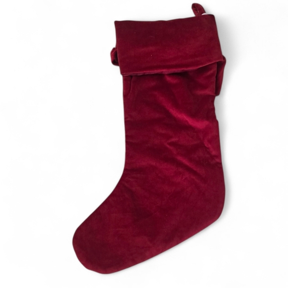 Pottery Barn Classic Velvet Christmas Stocking Red Bow Holiday Mantel Decor 20" - Picture 3 of 4